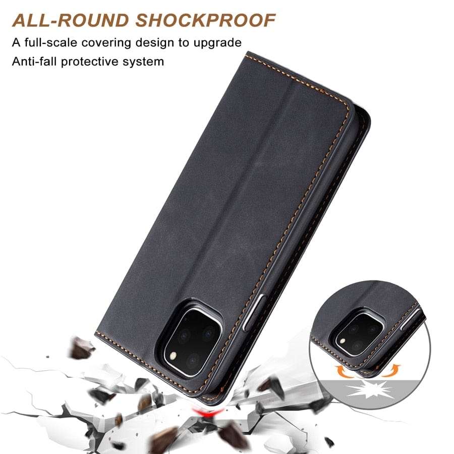 Wallet Phone Case for iPhone 15, Plus, Pro and Max | PU Leather Flip with a Magnetic Closure | 2 Card Slots and a Bill Pocket