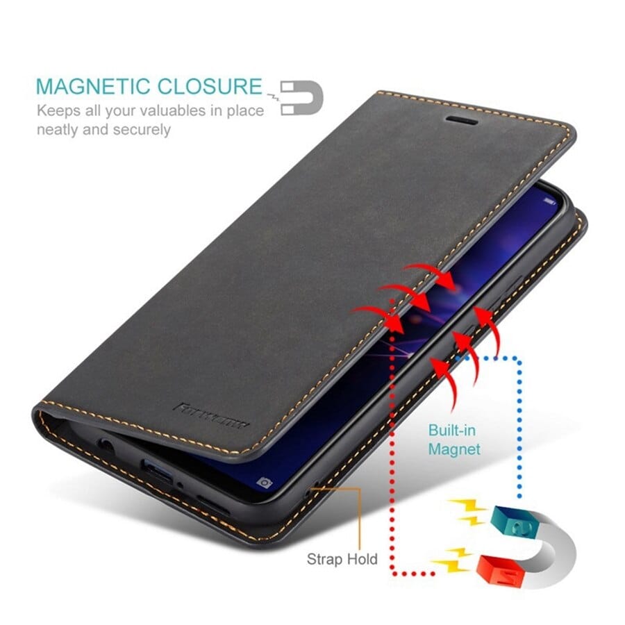 Wallet Phone Case for iPhone 15, Plus, Pro and Max | PU Leather Flip with a Magnetic Closure | 2 Card Slots and a Bill Pocket