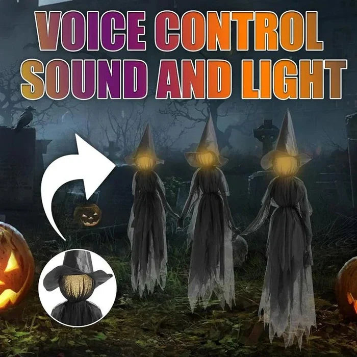 Halloween witch stake with flowing dark fabric