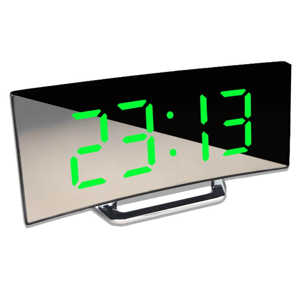 Curved LED Digital Alarm Clock with Auto-Dimming Light Sensor | 5 to 60 Minute Snooze | 3 Colors