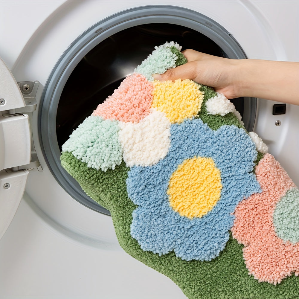 Floral Bath Mat with Non-Slip TPR Backing | Soft Absorbent Polyester Pile | 18 x 28 in | 4 Designs