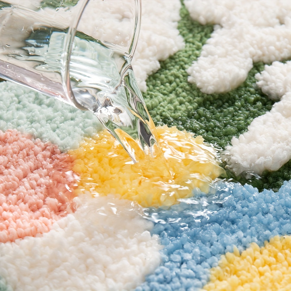 Floral Bath Mat with Non-Slip TPR Backing | Soft Absorbent Polyester Pile | 18 x 28 in | 4 Designs