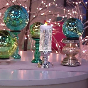 LED Flame Christmas Lights with Swirling Glitter | Four Colours of Festive Indoor Lighting | Water-Filled Safe Glow