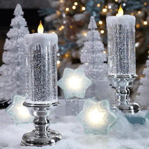 LED Flame Christmas Lights with Swirling Glitter | Four Colours of Festive Indoor Lighting | Water-Filled Safe Glow
