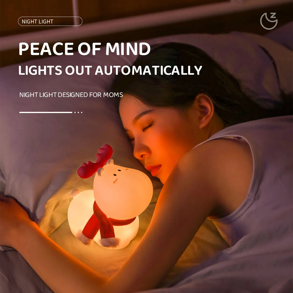 LED Reindeer Night Light with Soft Warm Glow | Rechargeable Christmas Lamp for Kids Bedroom | Portable Festive Decor