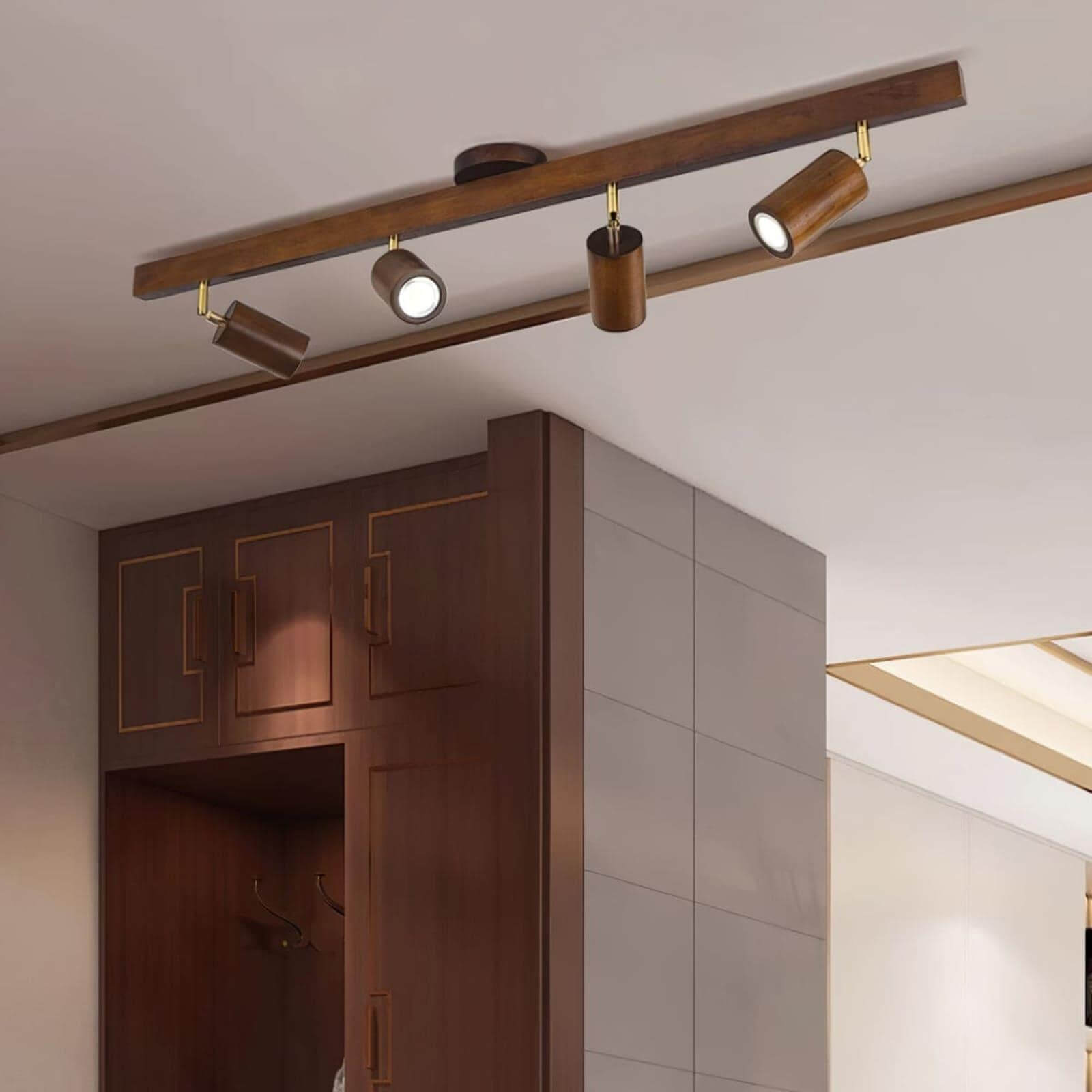 Wood Track Lighting Adjustable Spotlights