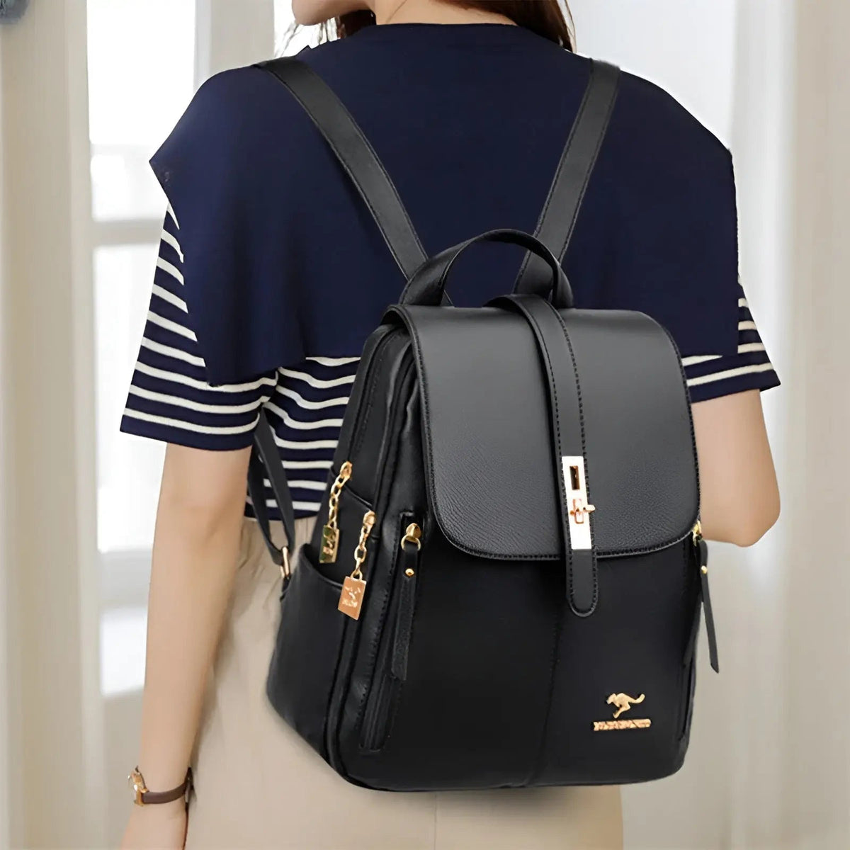 Travel Backpack for Women in Faux Leather | Compartments for Tablet, Phone, Wallet and Cosmetics | 32 by 26 by 14 cm