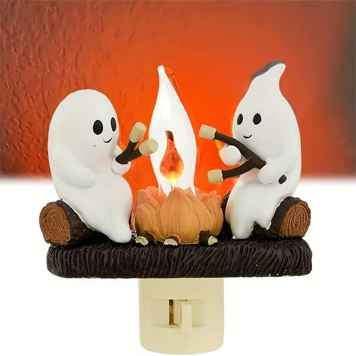 Halloween campfire night light used as a table centerpiece
