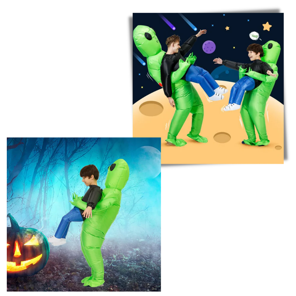 Kids inflatable alien costume shown from the front