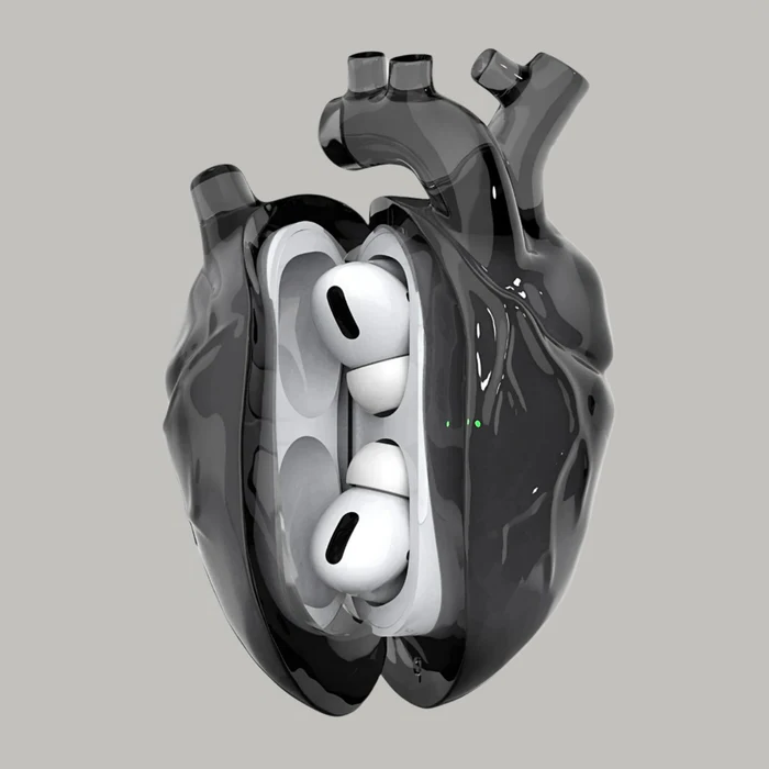 Black Halloween heart design silicone AirPods case
