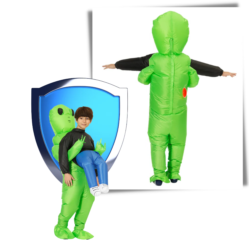 Side view of the inflatable alien character costume