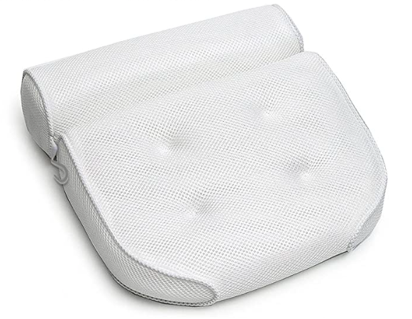 Bath Headrest with Strong Suction Cups | Soft Foam Neck Pillow with Antimicrobial Mesh | Fits Tubs and Whirlpools