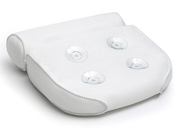Bath Headrest with Strong Suction Cups | Soft Foam Neck Pillow with Antimicrobial Mesh | Fits Tubs and Whirlpools