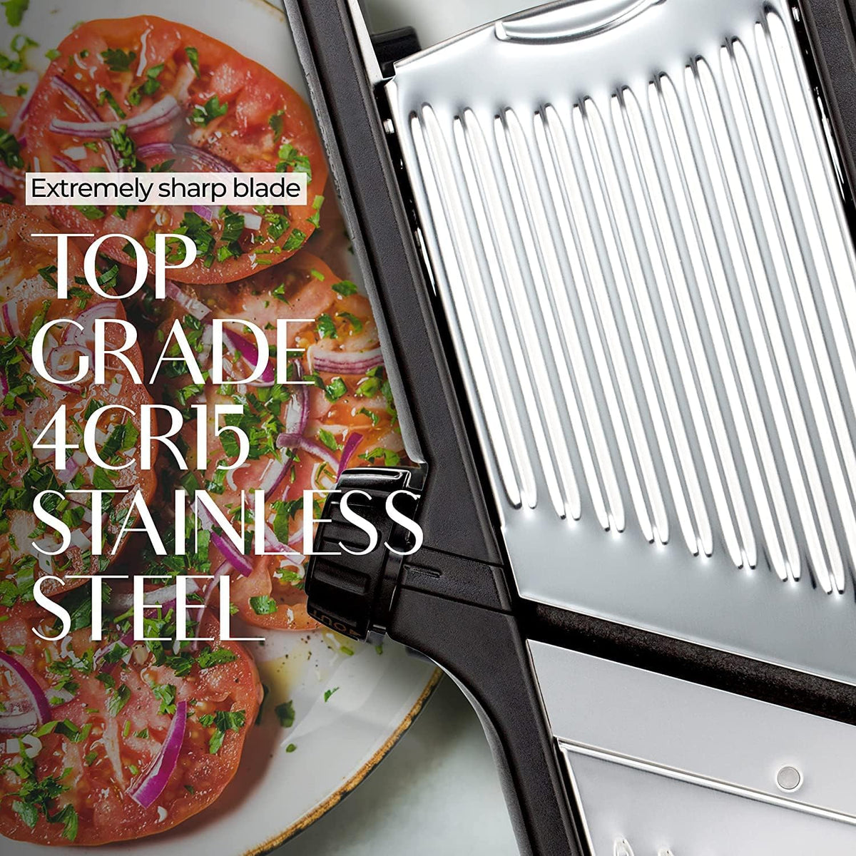 Adjustable Mandoline Slicer with Cut Resistant Gloves | Sharp Stainless Steel Blades | Kitchen Gadgets for Vegetables and Fruit