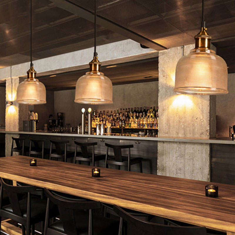 Colored Glass Pendant Light Metal Retro Ceiling Lamp