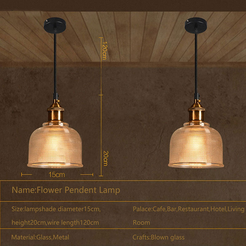 Colored Glass Pendant Light Metal Retro Ceiling Lamp