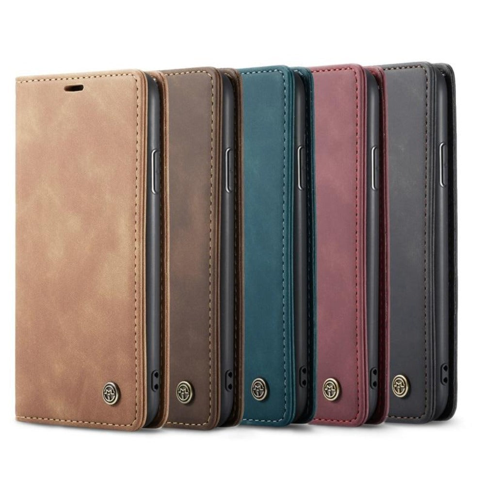 Magnetic Flip Wallet Phone Case in Vegan Leather | Card Slots and Kickstand, for iPhone 12 Through 16 Series