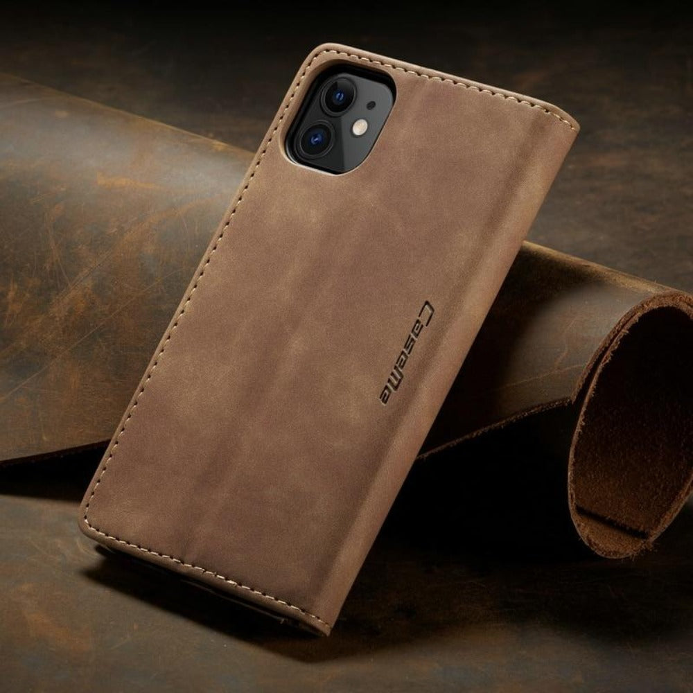 Magnetic Flip Wallet Phone Case in Vegan Leather | Card Slots and Kickstand, for iPhone 12 Through 16 Series