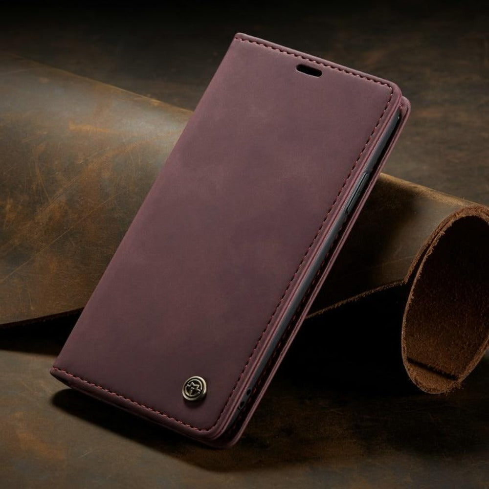 Magnetic Flip Wallet Phone Case in Vegan Leather | Card Slots and Kickstand, for iPhone 12 Through 16 Series