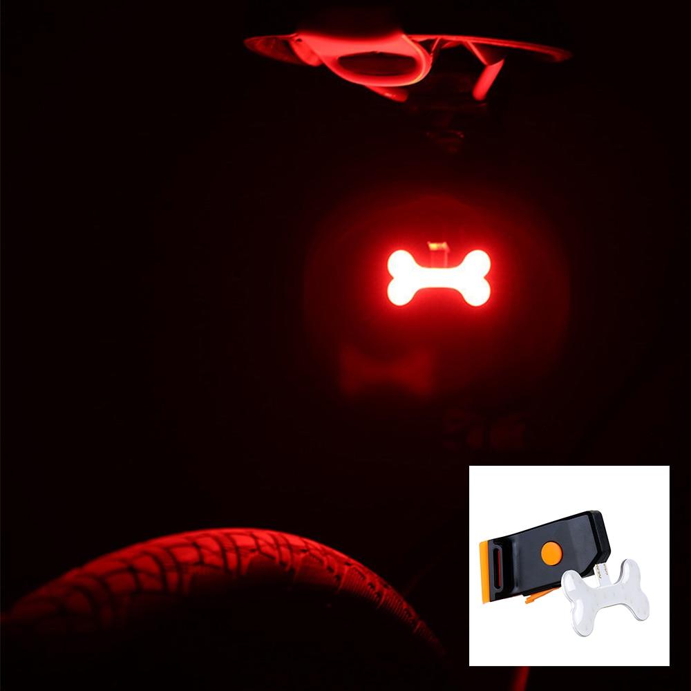 LED Bike Light in Four Shapes, a Ring, Bone, Heart or Triangle | Five Modes from Steady to Flashing | Waterproof ABS, USB Charged