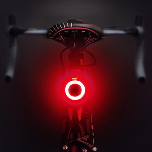 LED Bike Light in Four Shapes, a Ring, Bone, Heart or Triangle | Five Modes from Steady to Flashing | Waterproof ABS, USB Charged