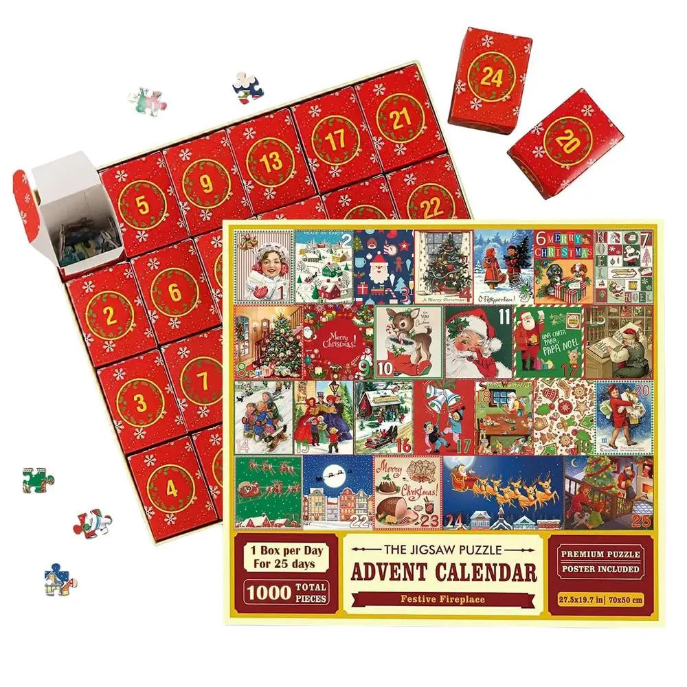 Christmas Advent Calendar with 1000-Piece Puzzle | Daily Countdown from 1 to 24 December | Family Festive Tradition