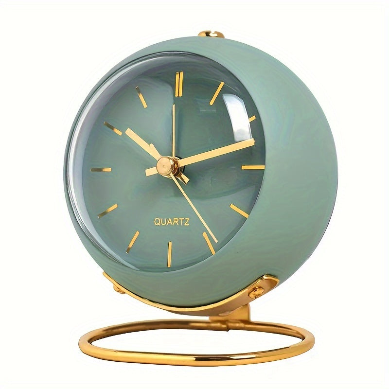 Retro Alarm Clock in a Round Metal Case | Silent Non-Ticking Movement with a Built-In Night Light | 3.1 x 4.1 in, 4 Colors