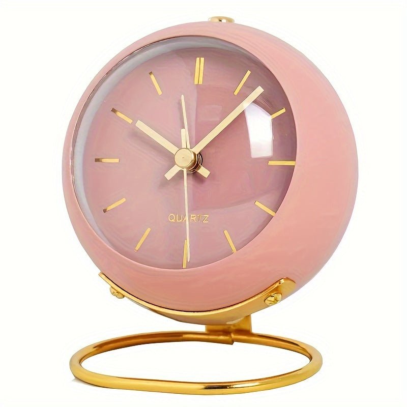 Retro Alarm Clock in a Round Metal Case | Silent Non-Ticking Movement with a Built-In Night Light | 3.1 x 4.1 in, 4 Colors