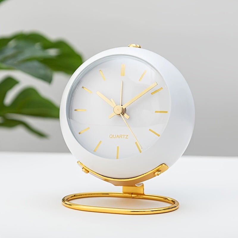 Retro Alarm Clock in a Round Metal Case | Silent Non-Ticking Movement with a Built-In Night Light | 3.1 x 4.1 in, 4 Colors