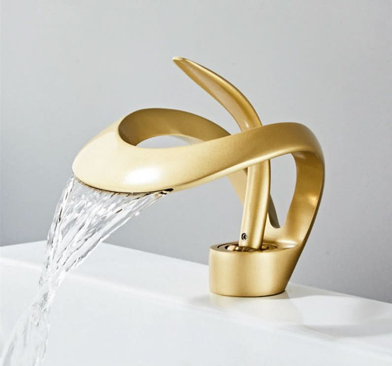 Brushed Gold Waterfall Bathroom Faucet