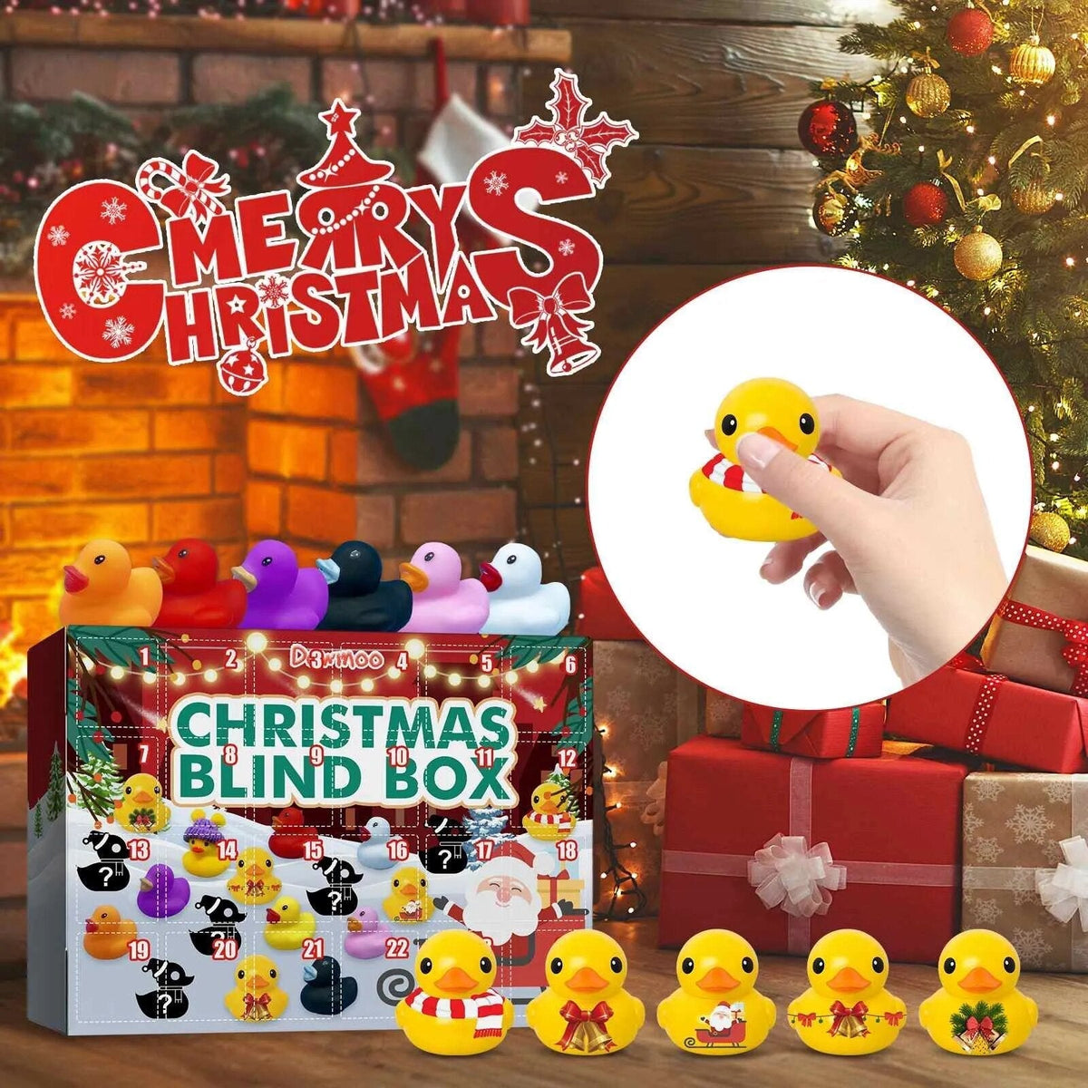 Rubber Duck Advent Calendar with 24 Festive Bath Toys | Christmas Countdown for Kids | Daily Xmas Surprise Gift