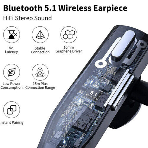Bluetooth 5.1 Headset with Dual Microphones and Wind Noise Reduction | Wireless Headphones in Ear Form, 20 to 25 Hours of Talk Time