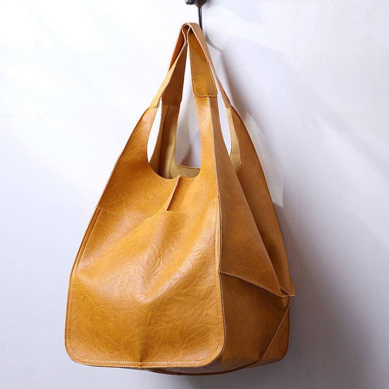 Oversized Faux Leather Tote Bag with 30 cm Handles | Roomy Shopper to Carry by Hand or Over the Shoulder | 5 Colors