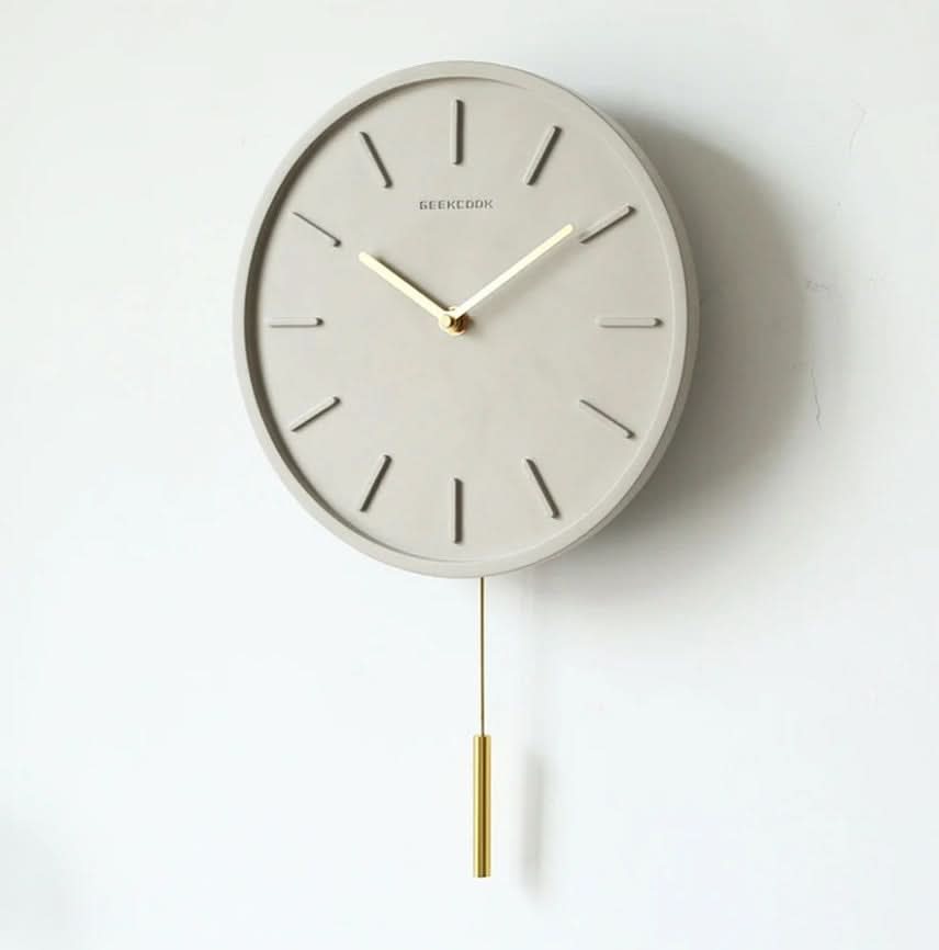 Cement Wall Clock Metal Pendulum