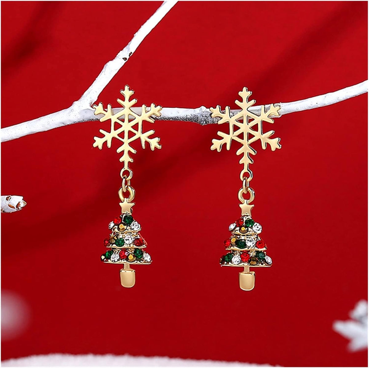 Christmas Earrings with Tree, Candy Cane or Sock Charms | Gold-Plated Festive Jewelry | Lightweight 2 cm Hook Drops