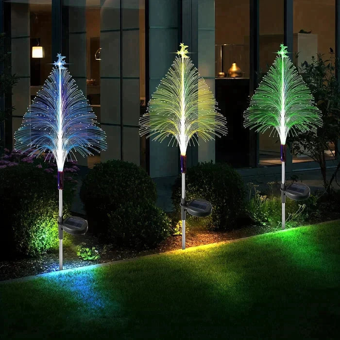 Solar Christmas Tree Lights for Outdoor Gardens | 7-Colour RGB Glow with IP65 Weatherproof Build | Festive Path Decor