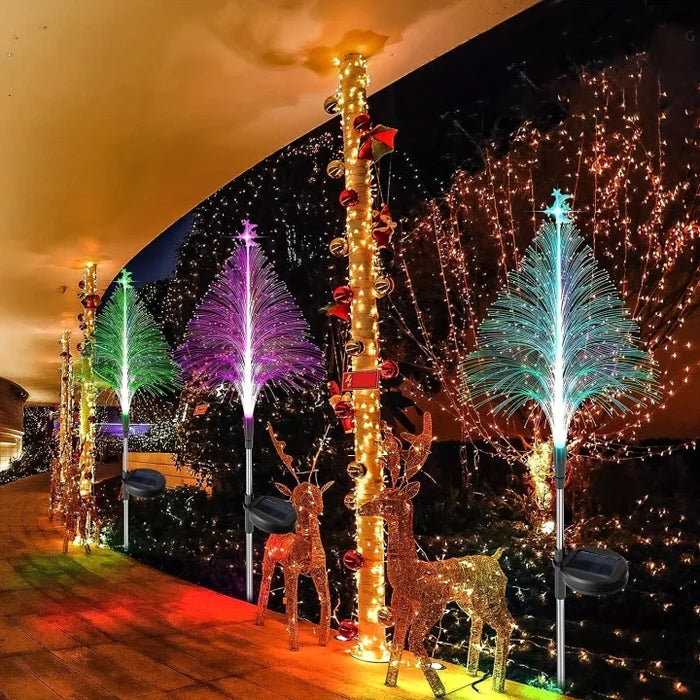 Solar Christmas Tree Lights for Outdoor Gardens | 7-Colour RGB Glow with IP65 Weatherproof Build | Festive Path Decor