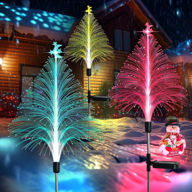 Solar Christmas Tree Lights for Outdoor Gardens | 7-Colour RGB Glow with IP65 Weatherproof Build | Festive Path Decor