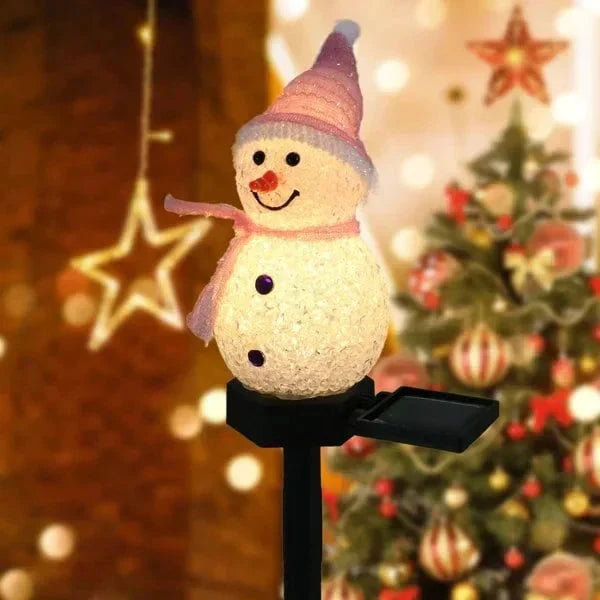 Solar Snowman Lamp for Garden and Patio | Outdoor Christmas Decorations Powered by the Sun | Festive Xmas Lights for Pathways