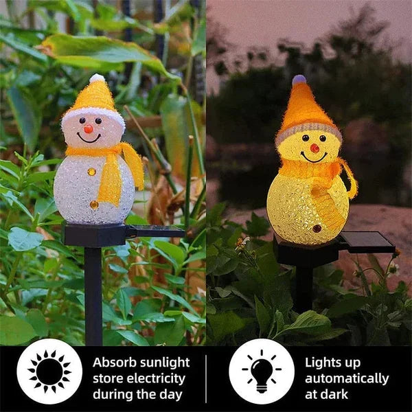 Solar Snowman Lamp for Garden and Patio | Outdoor Christmas Decorations Powered by the Sun | Festive Xmas Lights for Pathways
