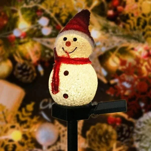 Solar Snowman Lamp for Garden and Patio | Outdoor Christmas Decorations Powered by the Sun | Festive Xmas Lights for Pathways