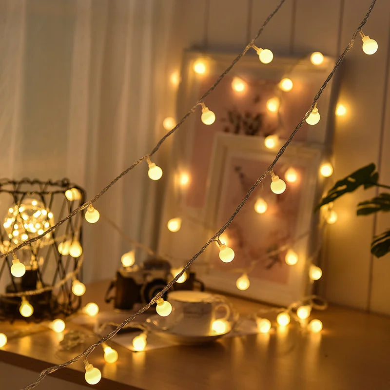 Solar Christmas String Lights with LED Globe Bulbs | IP65 Water Resistant Outdoor Decorations | Up to 10 Hours After Charging