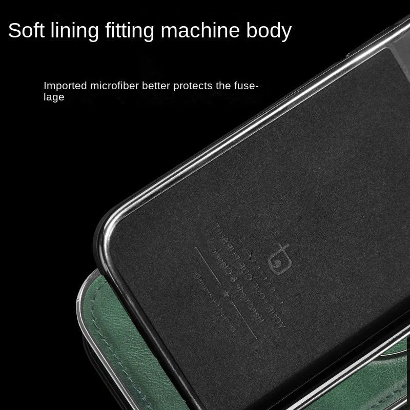 Leather Look Phone Case for iPhone 12 to 15 Pro Max | Hidden Fold Out Ring Stand for Landscape Viewing | Five Colors
