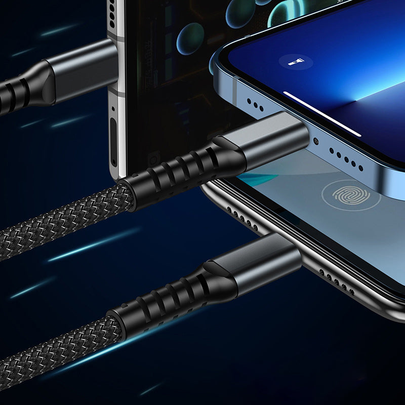 100W USB C Charging Cable with 3 Connector Tips | Braided Tangle Free Cord That Glows in the Dark | 3.9 Foot Length