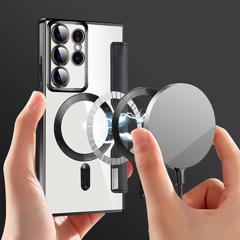 Magnetic Flip Wallet Phone Case for Samsung Galaxy | Faux Leather with RFID Card Slot and Camera Lens Guards