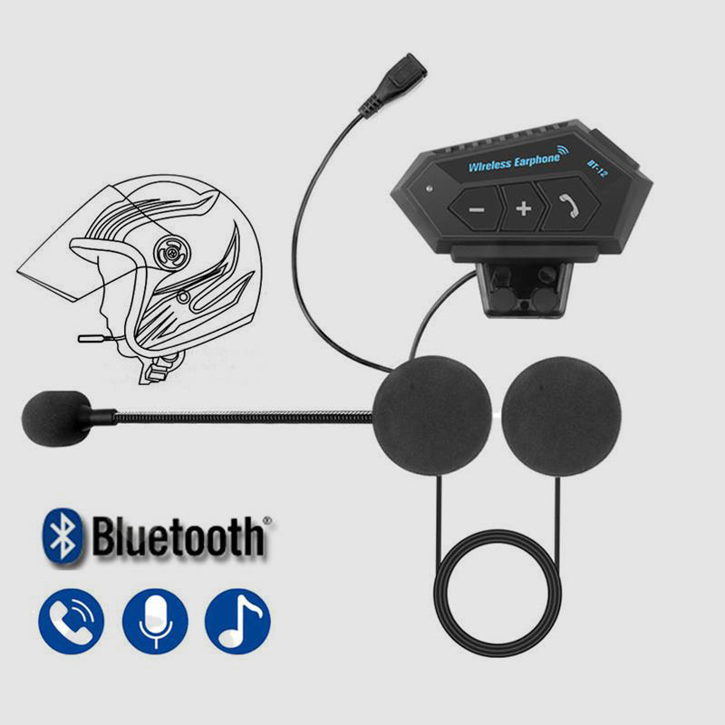 Motorcycle Helmet Headset with Boom Mic | Bluetooth Head Phones with a 5.0 Link and Wind Noise Reduction | 500 mAh Battery
