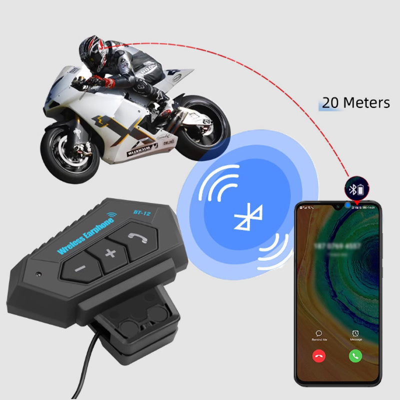 Motorcycle Helmet Headset with Boom Mic | Bluetooth Head Phones with a 5.0 Link and Wind Noise Reduction | 500 mAh Battery