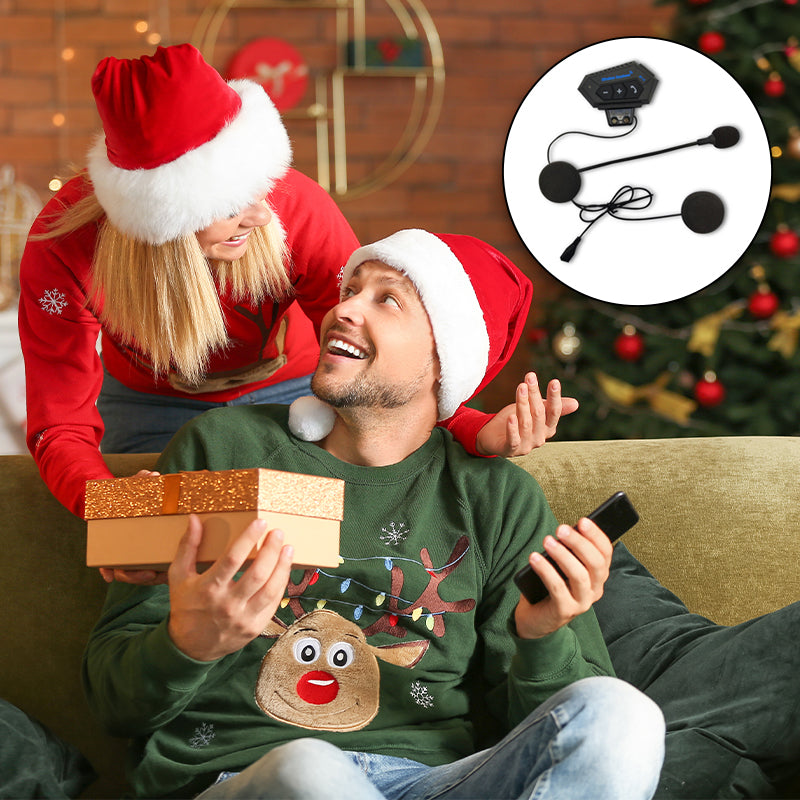 Motorcycle Helmet Headset with Boom Mic | Bluetooth Head Phones with a 5.0 Link and Wind Noise Reduction | 500 mAh Battery