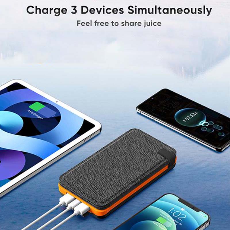 Solar Portable Charger with 4 Panels and 3 USB Outputs | Built-In Flashlight | 8000 or 25000 mAh Battery