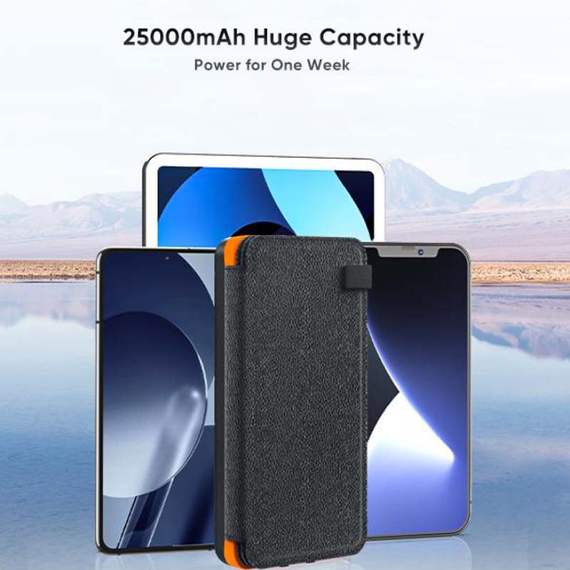 Solar Portable Charger with 4 Panels and 3 USB Outputs | Built-In Flashlight | 8000 or 25000 mAh Battery